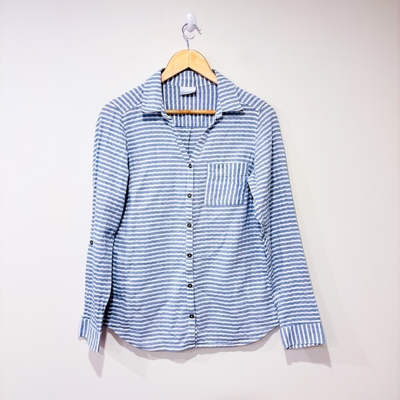 COLUMBIA Blue and white striped cotton button down shirt - Picture 1 of 8